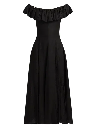 Nicholas The Label Women's Yara Puff Off-the-shoulder A-line Maxi Dress In Black