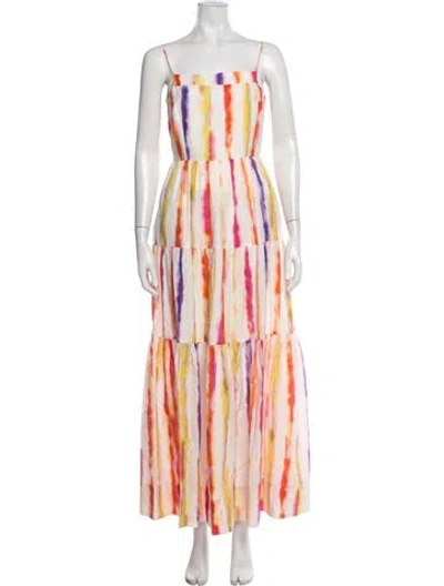Pre-owned Nicholas Tie-dye Print Long Dress In White