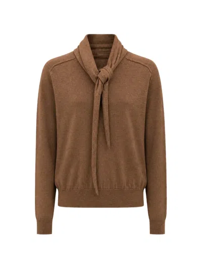 Nicholas Tie-neck Sweater In Brown