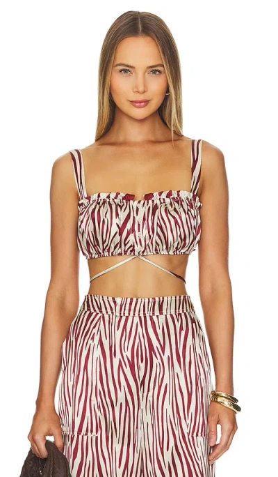 Nicholas Tracy Button Front Crop Top In Brick Toledo Print