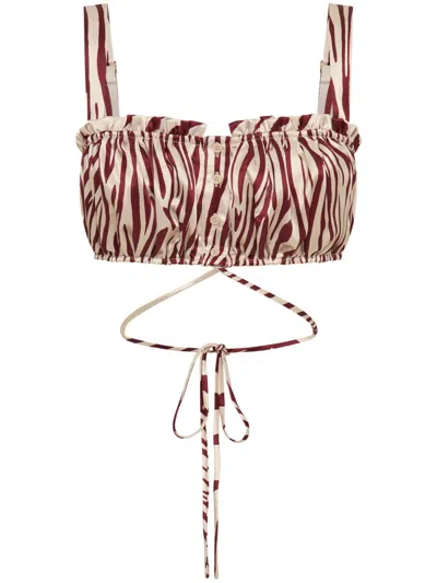 Nicholas Tracy Sleeveless Silk Cropped Top In Neutrals