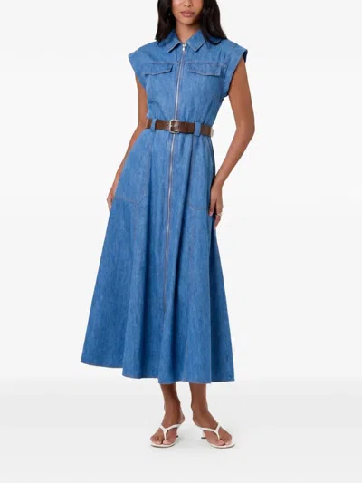 Nicholas Trisha Belted Midi Dress In Blue