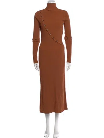Pre-owned Nicholas Turtleneck Long Dress In Brown