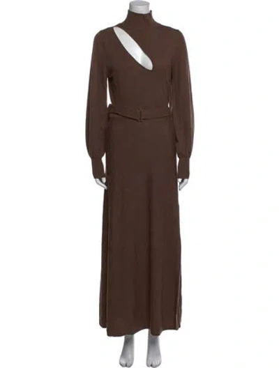 Pre-owned Nicholas Turtleneck Long Dress In Brown