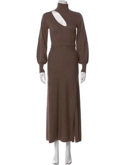 Pre-owned Nicholas Turtleneck Long Dress In Brown