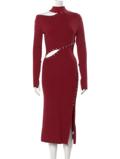 Pre-owned Nicholas Turtleneck Long Dress In Burgundy