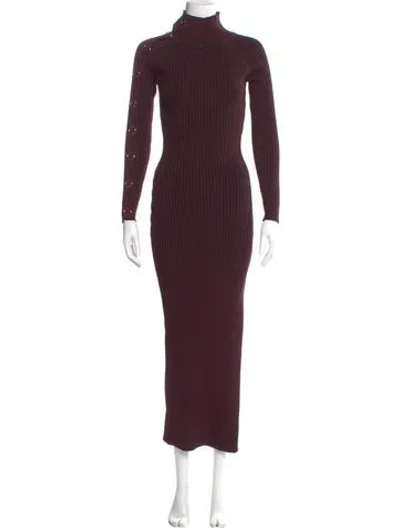 Pre-owned Nicholas Turtleneck Long Dress In Burgundy