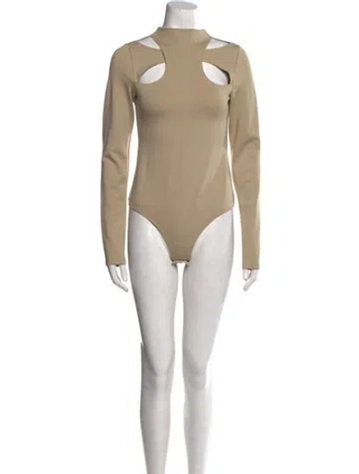 Pre-owned Nicholas Turtleneck Long Sleeve Bodysuit In Neutral