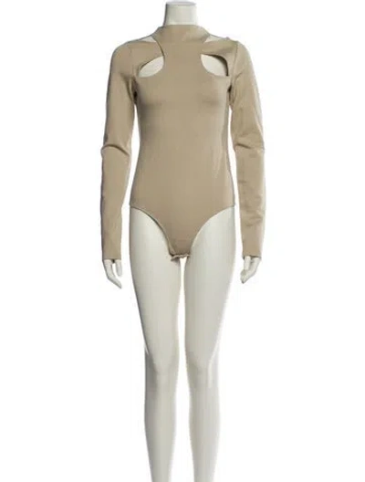 Pre-owned Nicholas Turtleneck Long Sleeve Bodysuit In Neutral