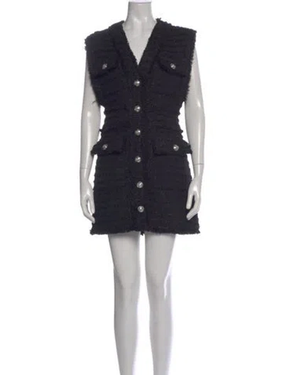 Pre-owned Nicholas Tweed Pattern Mini Dress In Black