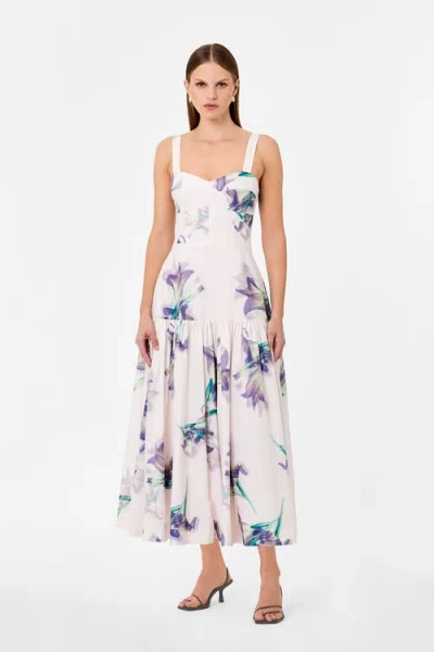 Nicholas Valeria Flounce Sweetheart Midi Dress In Multi