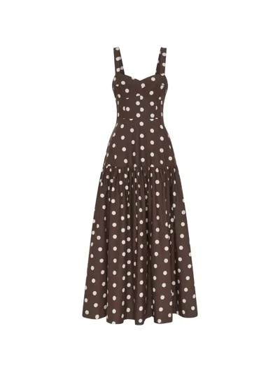 Nicholas Valeria Polka Dot Midi Dress In Brown