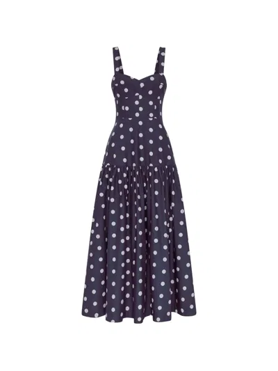Nicholas Valeria Polka-dot Midi Dress In Blue