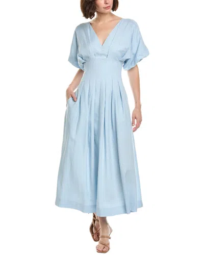 Nicholas Vicky Linen-blend Midi Dress In Sky