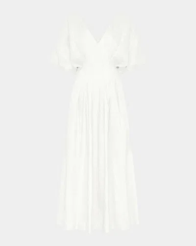 Nicholas Vicky Pleated Polka Dot Midi Dress In White