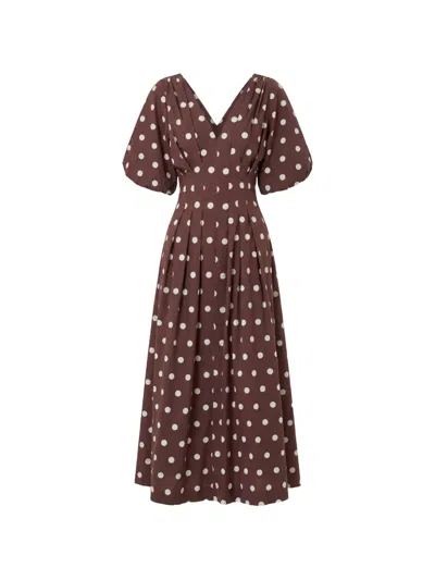 Nicholas Vicky Polka-dot Maxidress In Brown