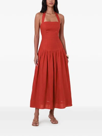 Nicholas Vivianne Halterneck Maxi Dress In Red