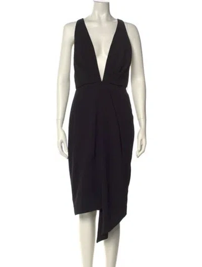 Pre-owned Nicholas V-neck Knee-length Dress In Black