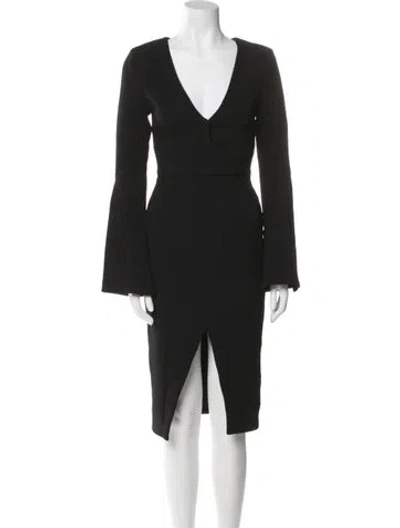Pre-owned Nicholas V-neck Knee-length Dress In Black