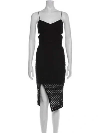 Pre-owned Nicholas V-neck Knee-length Dress In Black
