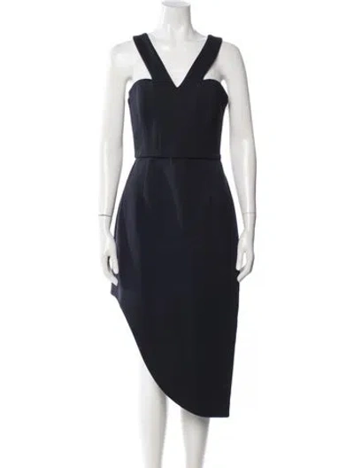 Pre-owned Nicholas V-neck Knee-length Dress In Black