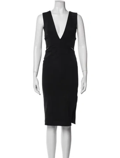 Pre-owned Nicholas V-neck Knee-length Dress In Black