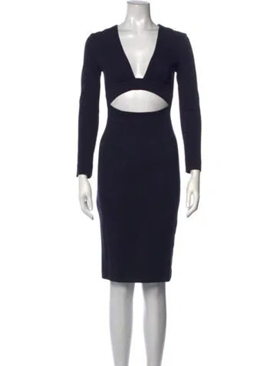 Pre-owned Nicholas V-neck Knee-length Dress In Blue
