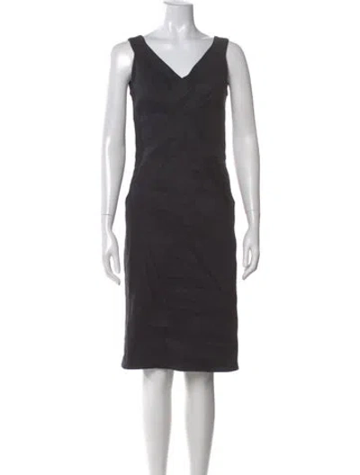 Pre-owned Nicholas V-neck Knee-length Dress In Gray