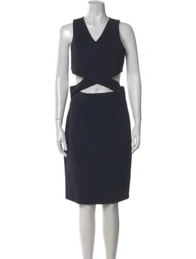 Pre-owned Nicholas V-neck Knee-length Dress In Gray