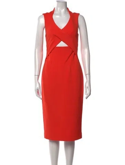 Pre-owned Nicholas V-neck Knee-length Dress In Orange