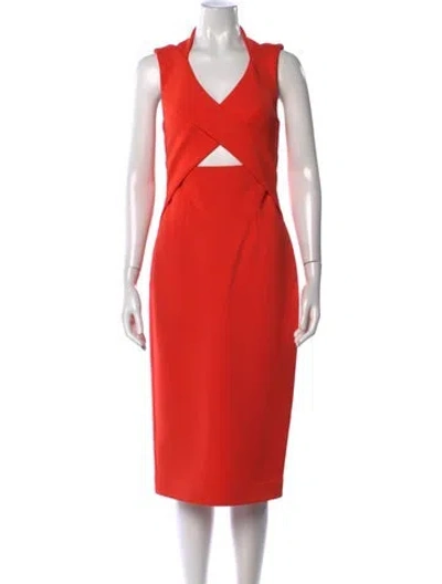 Pre-owned Nicholas V-neck Knee-length Dress In Orange