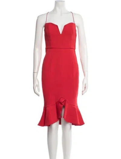 Pre-owned Nicholas V-neck Knee-length Dress W/ Tags In Red