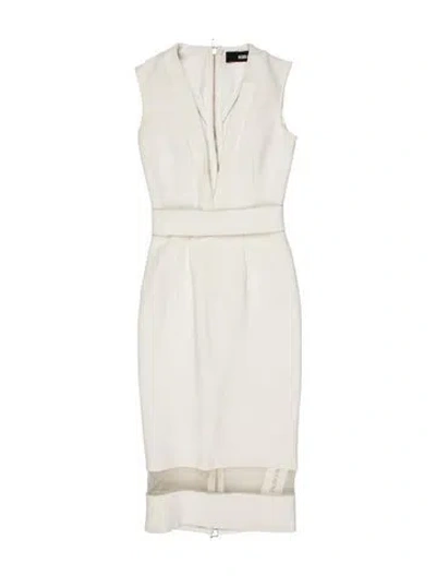 Pre-owned Nicholas V-neck Knee-length Dress In White