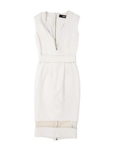 Pre-owned Nicholas V-neck Knee-length Dress In White