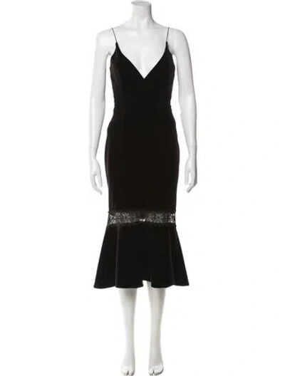 Pre-owned Nicholas V-neck Long Dress In Black