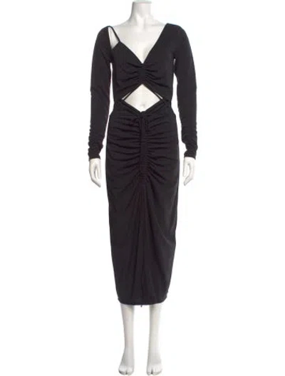 Pre-owned Nicholas V-neck Long Dress In Black