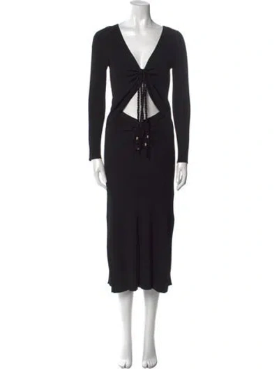 Pre-owned Nicholas V-neck Long Dress In Black