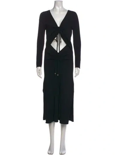 Pre-owned Nicholas V-neck Long Dress In Black
