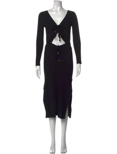 Pre-owned Nicholas V-neck Long Dress In Black