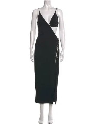 Pre-owned Nicholas V-neck Long Dress In Black