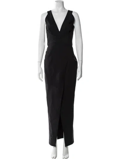 Pre-owned Nicholas V-neck Long Dress In Black