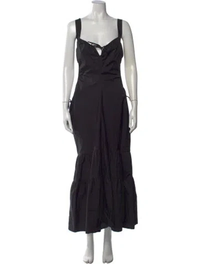 Pre-owned Nicholas V-neck Long Dress In Black