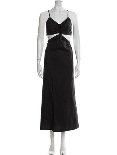 Pre-owned Nicholas V-neck Long Dress In Black