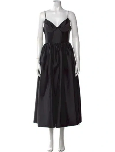 Pre-owned Nicholas V-neck Long Dress In Black