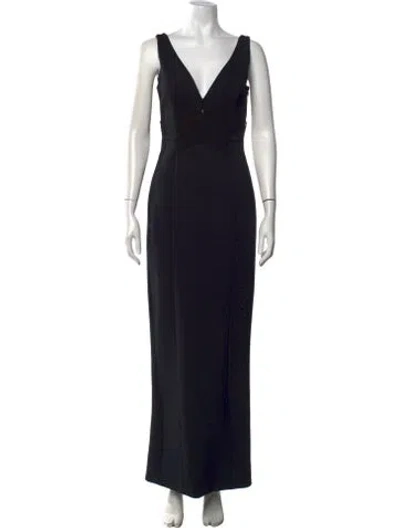Pre-owned Nicholas V-neck Long Dress In Black