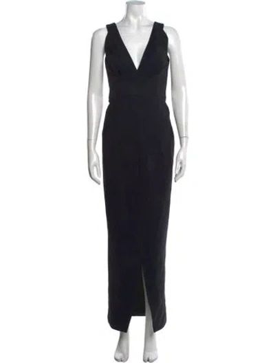 Pre-owned Nicholas V-neck Long Dress In Black
