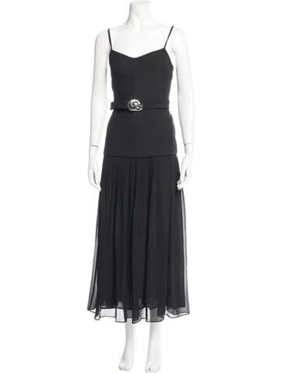 Pre-owned Nicholas V-neck Long Dress In Black