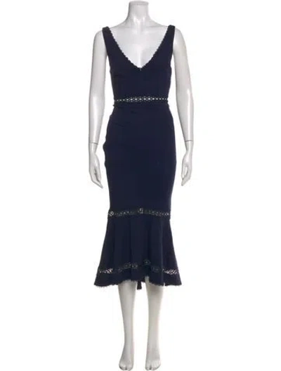 Pre-owned Nicholas V-neck Long Dress In Blue