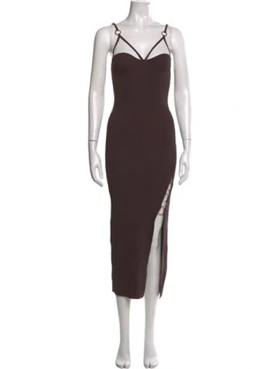 Pre-owned Nicholas V-neck Long Dress In Brown
