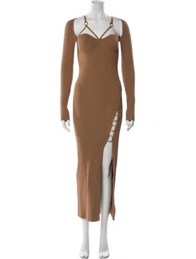 Pre-owned Nicholas V-neck Long Dress In Brown